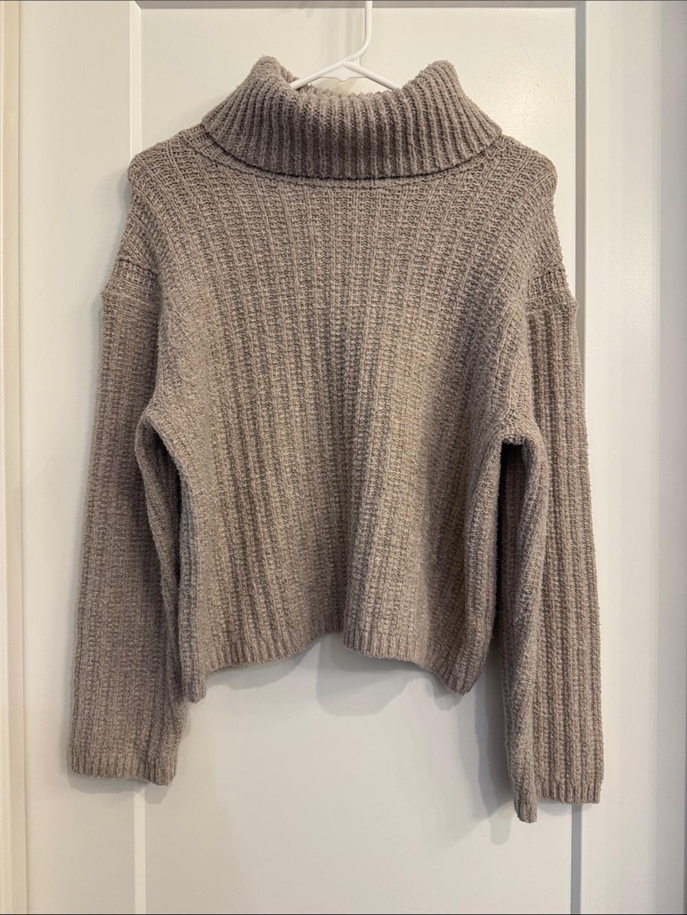 Universal Thread Ribbed Cowl Turtleneck Sweater - Taupe